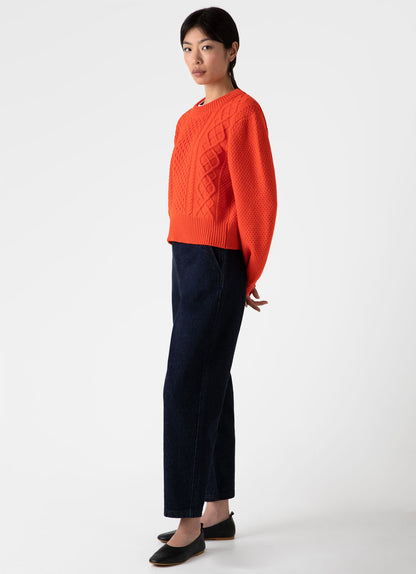 Womens Cable Knit Jumper In Magma Wjum8186 Rdee
