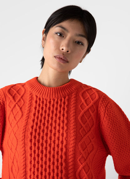 Womens Cable Knit Jumper In Magma Wjum8186 Rdee