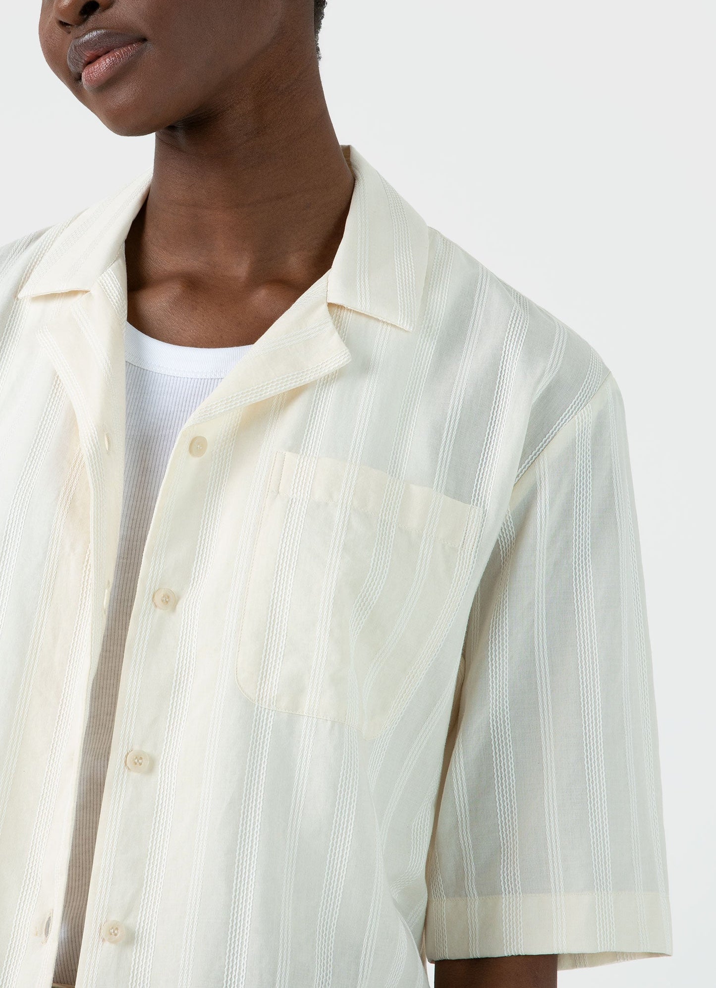 Womens Camp Collar Shirt In Ecru Wsht2039 Whcr