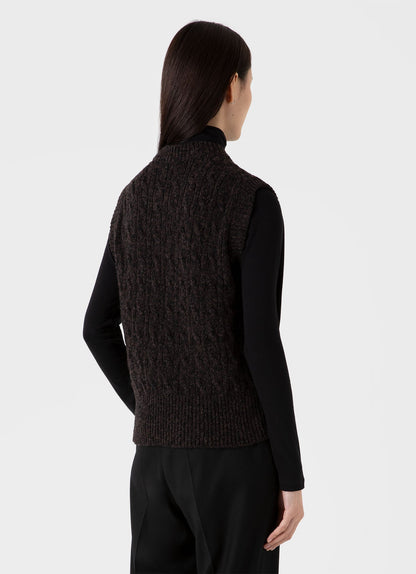 Womens Cable Knit Vest In Coffee Twist Wtop8218 Bren