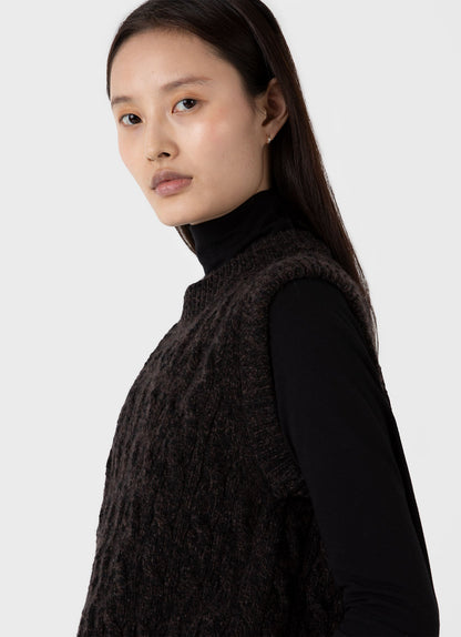Womens Cable Knit Vest In Coffee Twist Wtop8218 Bren